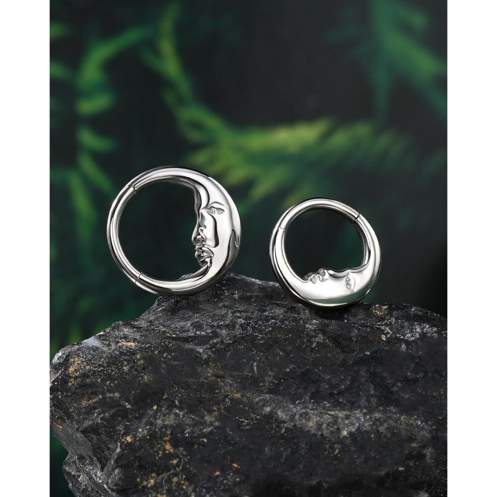 Moon Face G23 Solid Titanium Septum Ring 16g Silv… - image 4